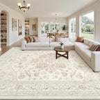 8x10 Area Rugs Living Room: Bedroom Washable Carpet Beige White | Vintage Boho - Image 8