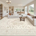 10x12 Area Rugs Living Room: Bedroom Washable Carpet Beige White | Vintage Boho by Luxturiy