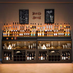 Loomie Wine Bar Cabinet with LED Lighted Liquor Bottle Display Shelf, Liquor - Image 3