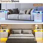 White Night Stand Set 2 with Wireless Charging Station, Smart Bedside Table - Image 9