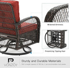 3 Pieces Patio Furniture Set, Outdoor Swivel Glider Rocker, Wicker Patio Bistro - Image 4