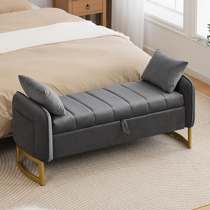 End of Bed Storage Bench, Storage Ottoman Bench by Aemeios