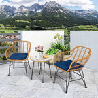Tangkula 3 Pieces Patio Bistro Set, Rattan Conversation Set - Image 2