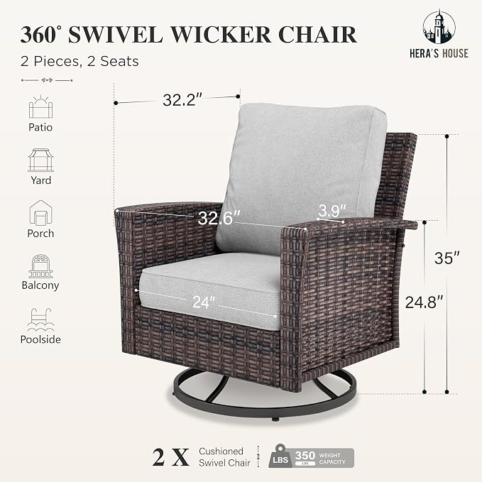HERA'S HOUSE High Back Outdoor Swivel Chairs - Image 6