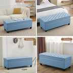 WUTUTUEE 51" Fabric Storage Ottoman Bench, Upholstered Rectangle End of Bed - Image 7