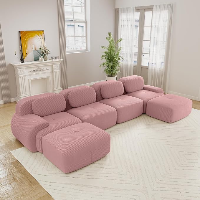 Boneless Sectional Couch, No Assembly Required, 152.7” U Shaped Modular Cloud by ModonChicSofasCouches