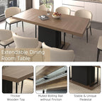Henf 63"-79" Dining Table Set for 6, 7 Pieces Extendable Dining Table and 6 - Image 3
