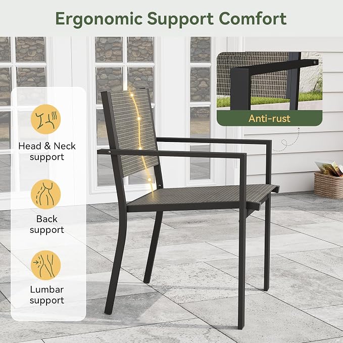 Aoxun 8-Piece Patio Table and Chairs Set & 15ft Patio Umbrella - Image 9