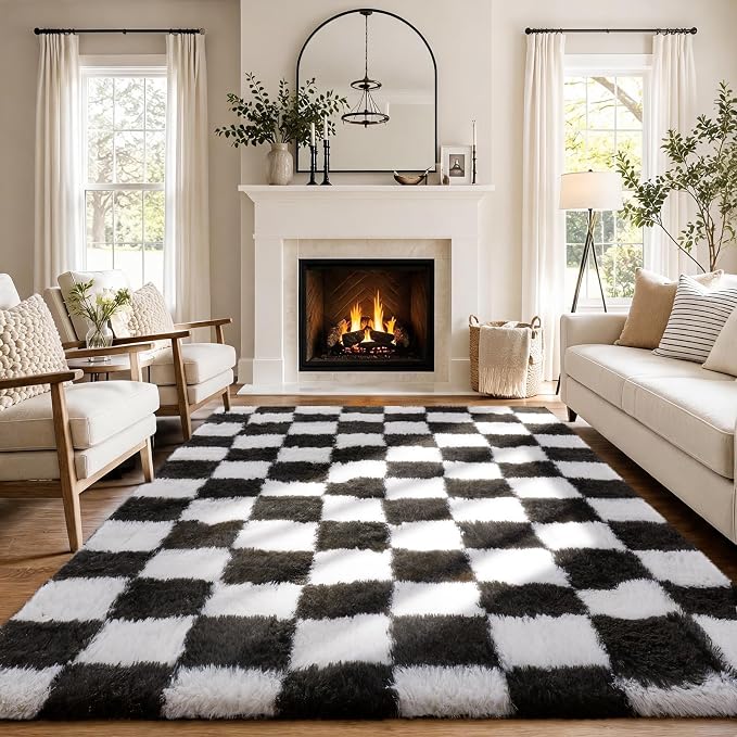 Ophanie Checkered Black & White Rug - Image 5