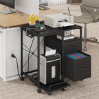 YAOHUOO Printer Stand with Power Outlet/Fabric Drawers, Printer Cabinet with - Image 2