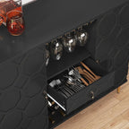 Modern Bar Cabinet with Drawer, Liquor Cabinet with Wine Glass Racks and Shelves - Image 5