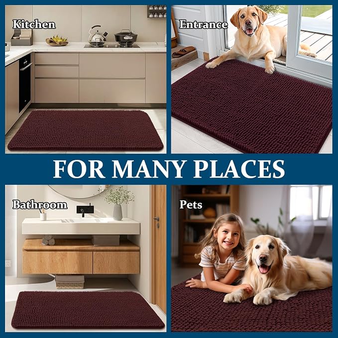 OLANLY Dog Door Mat for Muddy Paws 59x32, Super Absorbent Chenille Mud Mat | - Image 8