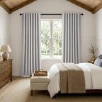 MIULEE 100% Blackout Linen Curtains 42 x 96 Inch Greyish White 2 Panels | - Image 8