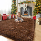 Amdrebio Chocolate Brown Furry Area Rug 5x7 - Image 7