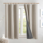 NICETOWN Natural Thick Linen Blend 100% Blackout Curtains - Image 2