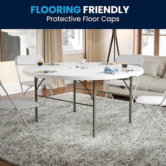 Flash Furniture Scarborough 5' Round Plastic Folding Table - Image 7