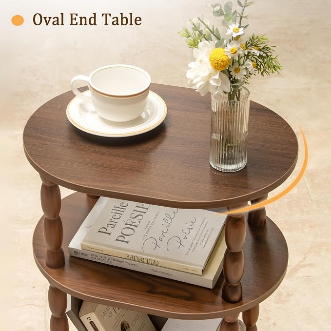 MaxSmeo Small Side Table with Charging Station, 3-Tier Small End Table with USB - Image 7