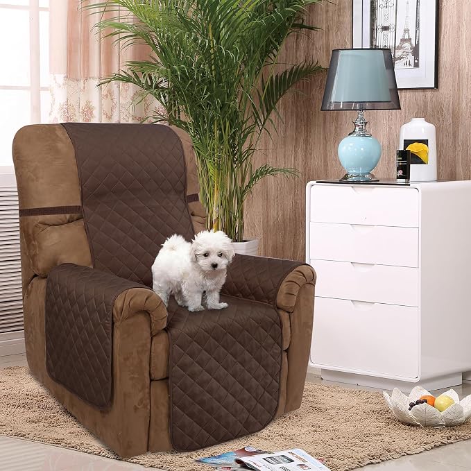 U-NICE HOME Reversible Recliner Chair Covers, Chocolate | 28''Recliner Cover - Image 2