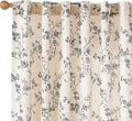 Extra Long Black Vintage Floral Linen Curtains Farmhouse 2 Panels | Elisa Series by Lazzzy