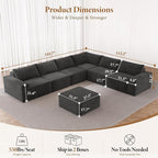 Vesgantti 143.7" Oversized Boneless Couch, Modern 7 Seater Modular Sectional - Image 2