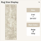 Soalmost Abstratc Runner Rug 2x6 Kitchen Hallway Runners Beige/Gray | Low-Pile - Image 5
