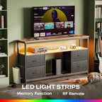 Huuger TV Stand Dresser with Power Outlets and LED Lights, 4 Drawers - Image 2