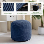 HIGOGOGO Round Stuffed Pouf Ottoman, Corduroy Poufs - Image 3