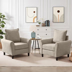 Mid-Century Accent Chairs Set of 2, Modern Linen Fabric Armchair by Chireca