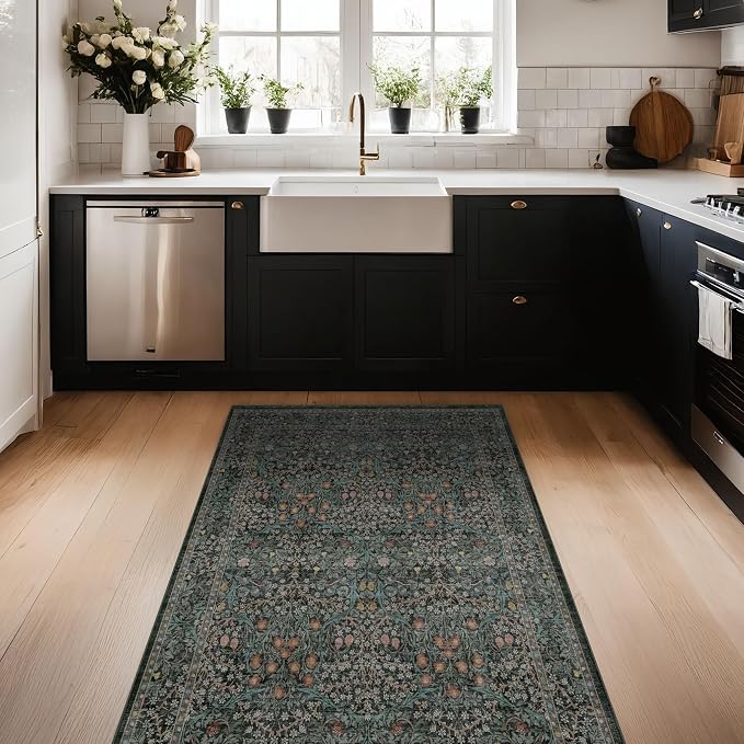Dark Green Washable 3x6 Runner Rug - Image 3