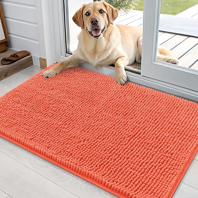 OLANLY Dog Door Mat for Muddy Paws 36x24, Super Absorbent Chenille Mud Mat | by OLANLY