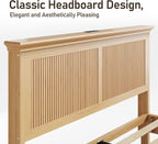 Lifezone Wood Queen Bed, Solid Wood Bed - Image 4