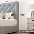 LARMACE Full Size Bed Frame Upholstered Platform Bed - Image 9