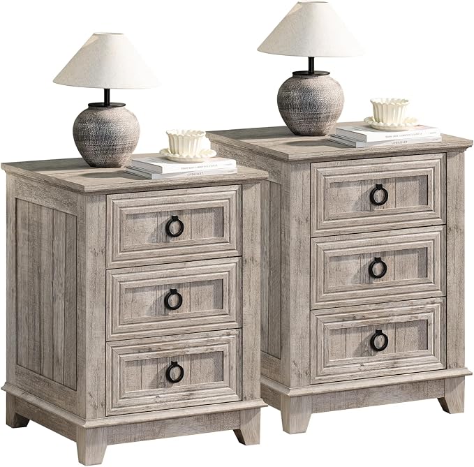 Joaxswe Farmhouse Night Stand Set of 2, Dresser by Joaxswe