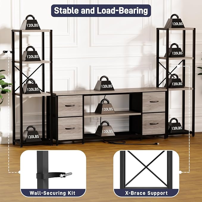 Yenlure LED TV Stand Bookshelf Combo - Image 6