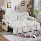 Convertible Sleeper Sofa Bed, 86 Inch Chenille Pull Out Couch by Outdoorchairs