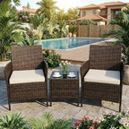 3PCS Outdoor Patio Bistro Set, PE Rattan Wicker Armchairs - Image 9