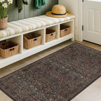 Washable 3x6 Runner Rug for Entryway, Dark Brown Boho Large Kitchen Rug by HazoHaus