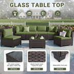 CHABATREE 7pcs Outdoor Patio Furniture Sets, Rattan Conversation Sectional Set - Image 4