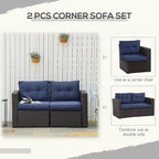 Outsunny 2 Piece Patio Wicker Corner Sofa Set, Outdoor PE Rattan Furniture - Image 7