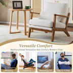 VINGLI Solid Wood Wide Armrests Accent Chair Set of 2, Upholstered Mid Century - Image 7
