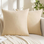 MIULEE Beige Chenille Couch Throw Pillow Covers, 20x20 | Set of 2, Soft Neutral - Image 5