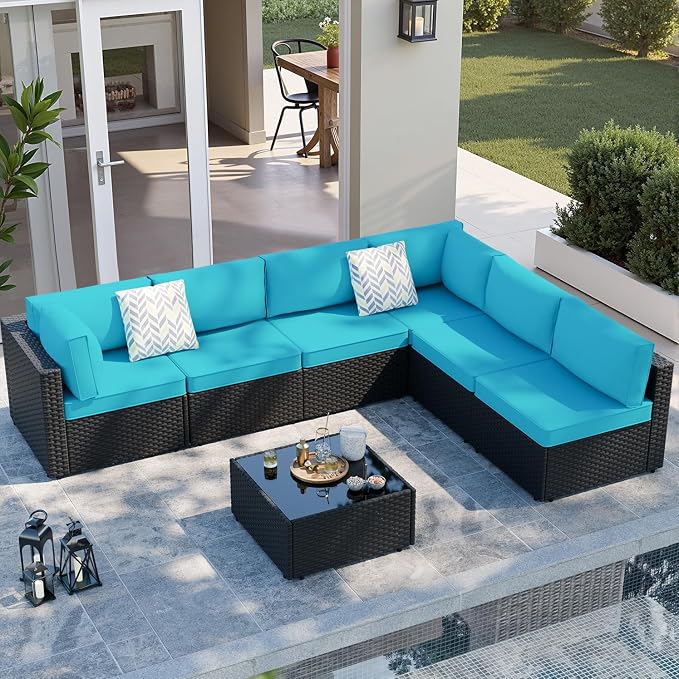 SUNLEI 7pcs Patio Conversation Sets Outdoor Furniture Sets, High Back by SUNLEI