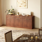 Evermagin 67" Fluted Walnut Sideboard Buffet Cabinet - Image 4
