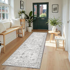 Grey Floral Hallway Runner Rug 2x6 - Image 5