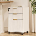 3 Drawers Fluted Mobile File Cabinet by INNODToddlerTower