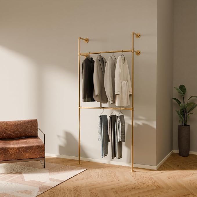 pamo Industrial Pipe Clothing Rack Gold by pamo