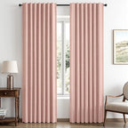 MIULEE 100% Blackout Linen Curtains 42 x 84 Inch Blush Pink 2 Panels | Thermal by MIULEE