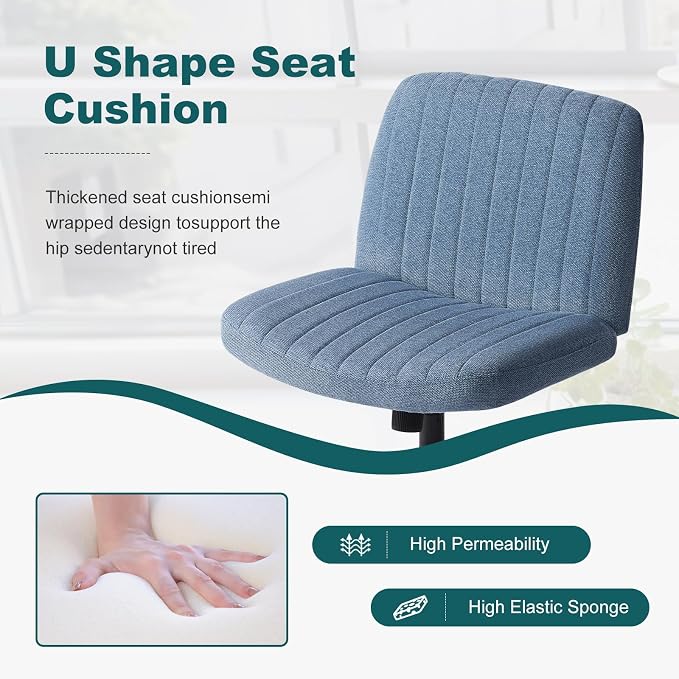 OLIXIS Criss Cross Chairs Legged Armless No Wheels Wide Seat Height Adjustable - Image 7