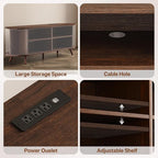 55 inch TV Stand with Power Outlet, Fluted Entertainment Center - Image 3