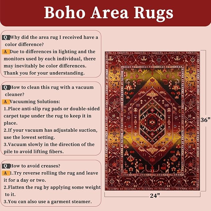 SERISSA 2x3 Washable Non Slip Boho Small Area Rug - Image 2